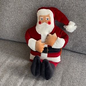 Vintage velvet plush Santa with embroidered face Holiday Decor